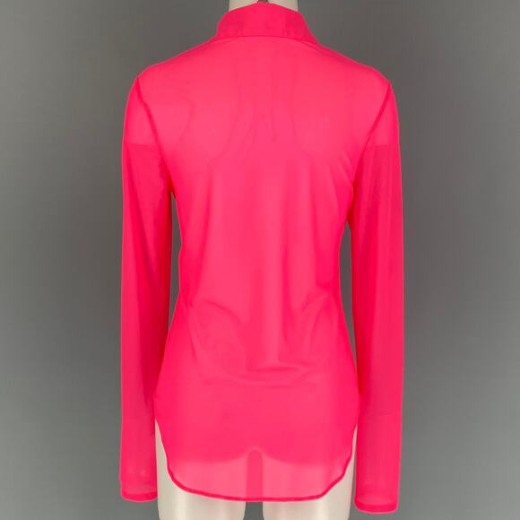 PRISCAVera Size L Pink Nylon See Through Button Up Shirt - Picture 3 of 5
